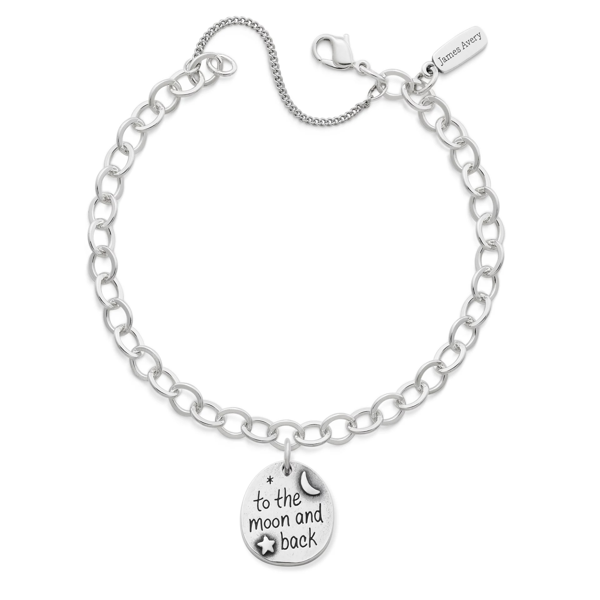 To the Moon and Back Charm on Forged Link Charm Bracelet