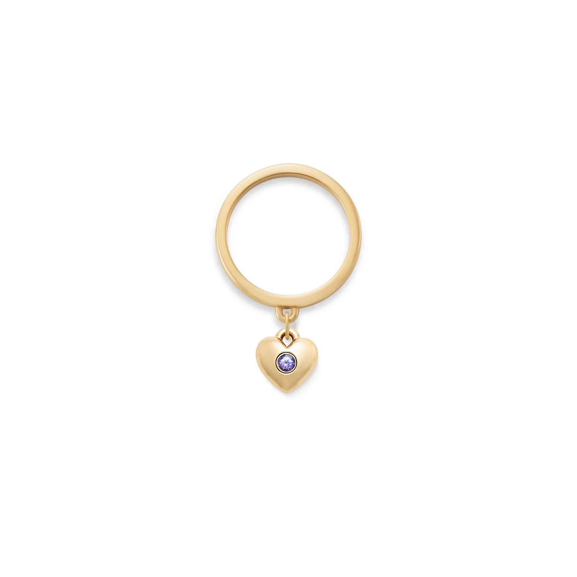 Keepsake Heart Birthstone Charm Dangle Ring