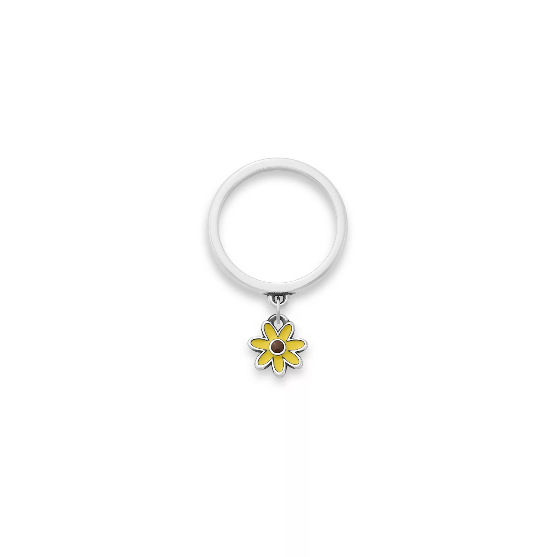 Enamel Mini Flower Charm Dangle Ring