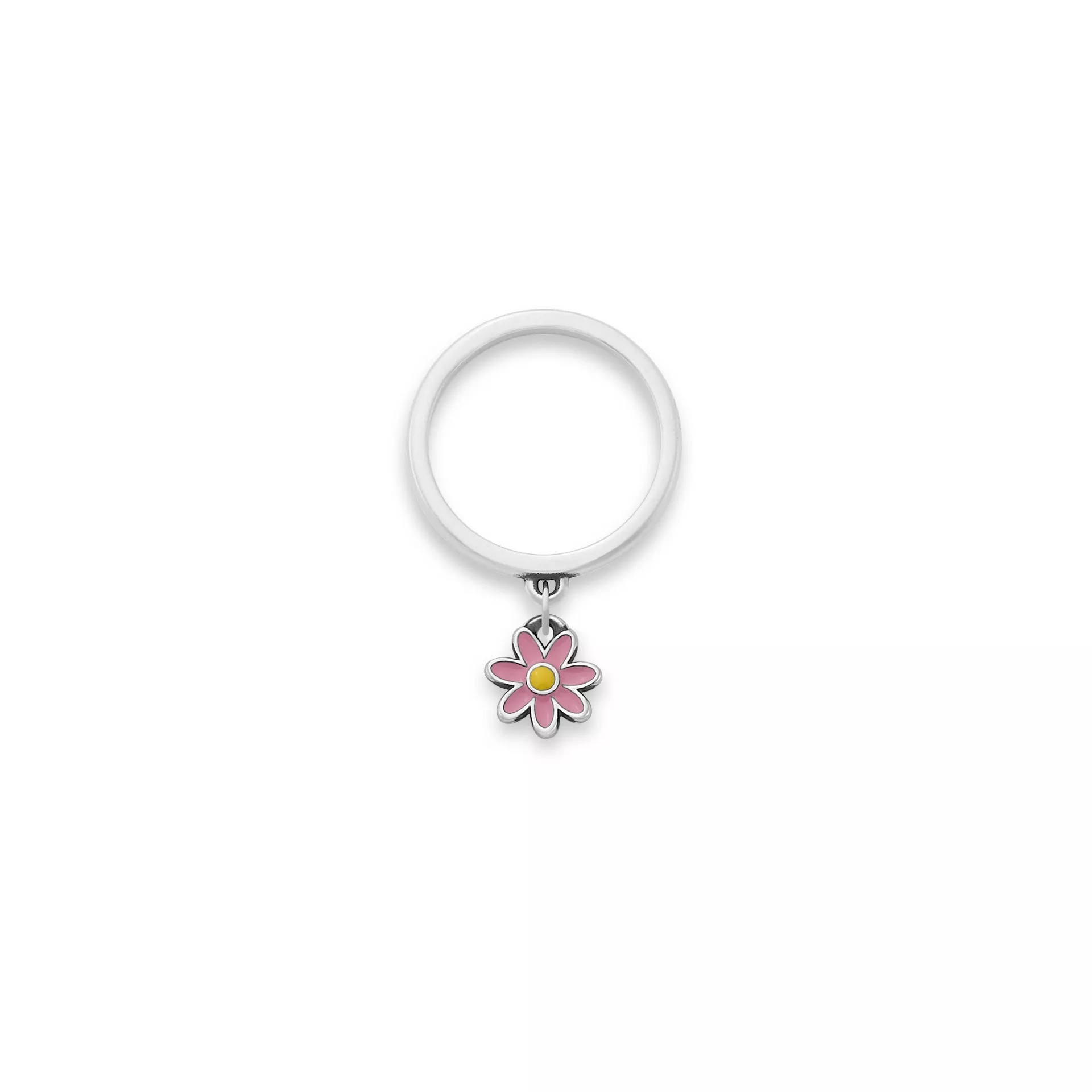 Enamel Mini Flower Charm Dangle Ring