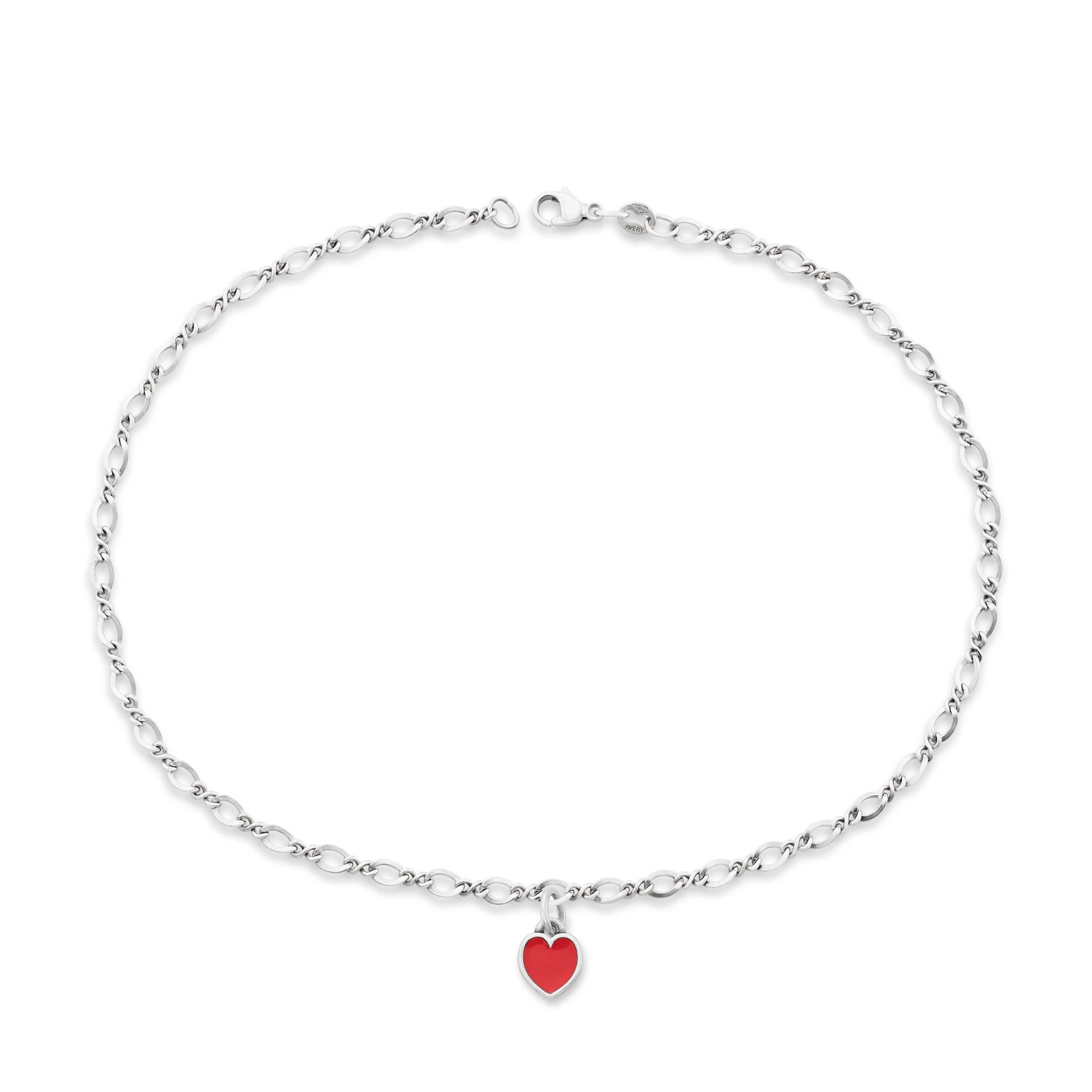 Enamel Connected Hearts Anklet